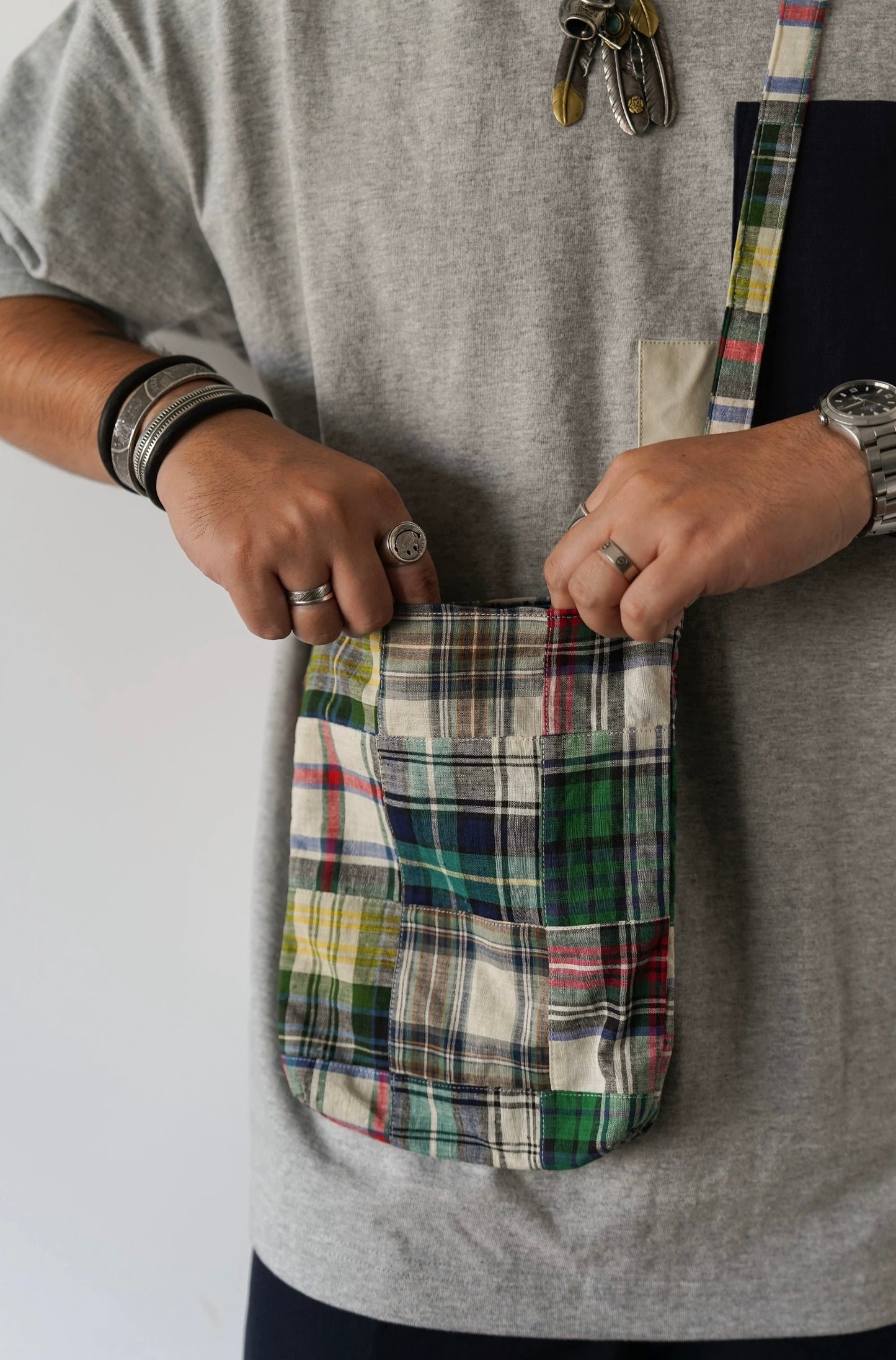 Checked Patchwork Crossbody Bag