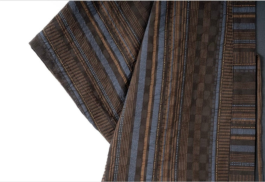 Multi-Stripe Sashiko Hanten Jacket