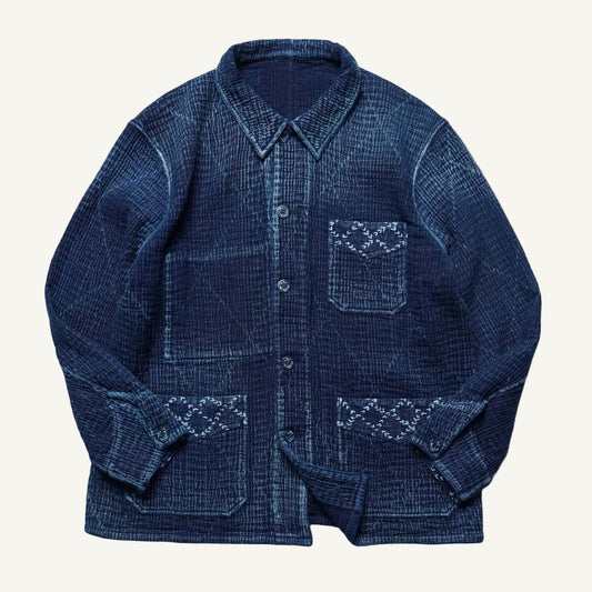 Indigo Dye Patchwork Sashiko French Work Jacket