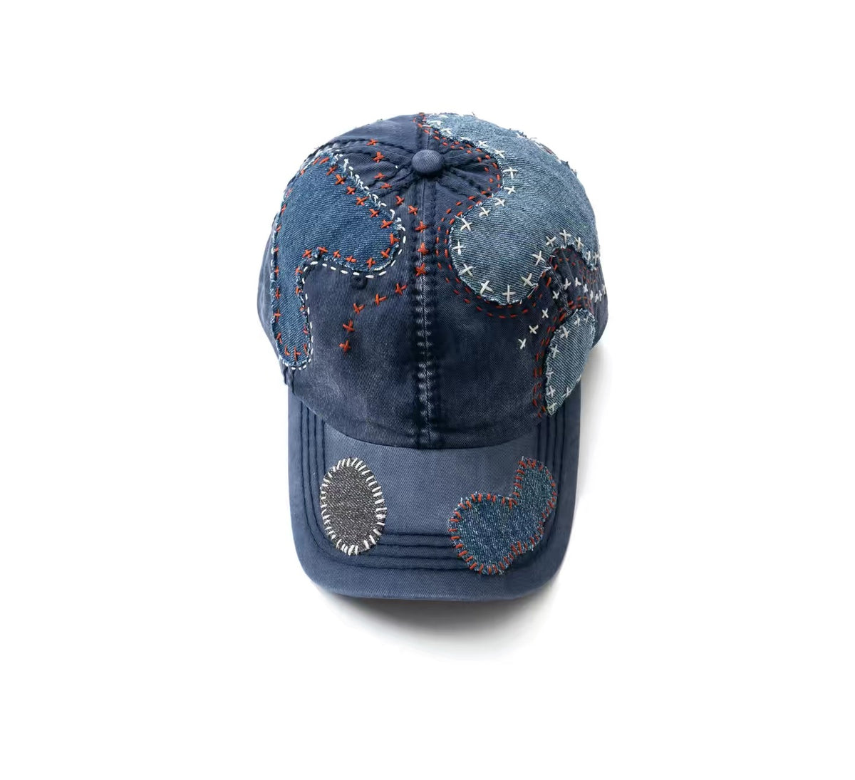 Indigo Dye Boro Patchwork Sashiko Cap