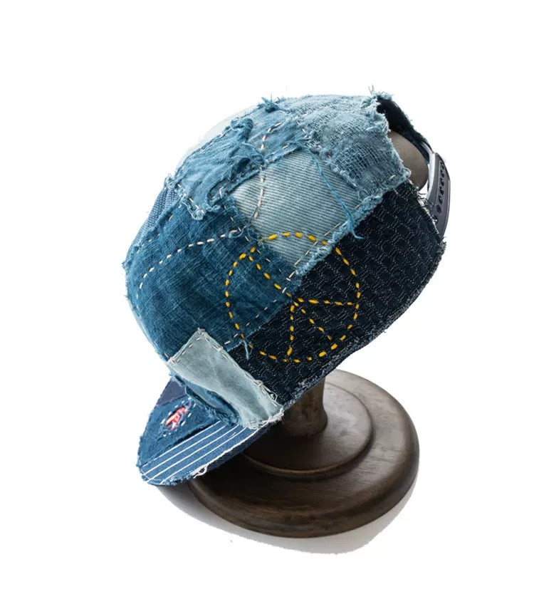 Indigo Patchwork Sashiko Baseball Cap