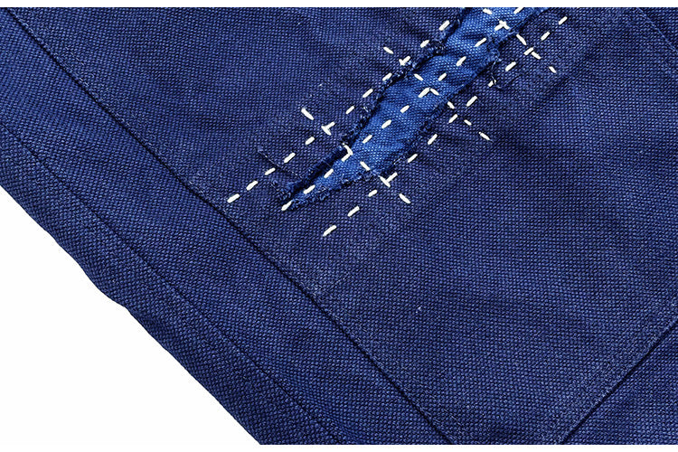 Indigo Dye Patchwork Sashiko Shorts