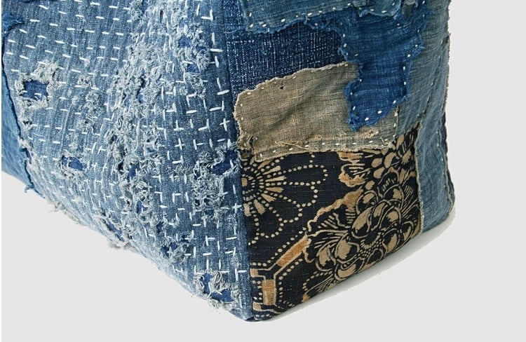 RRL 　 Indigo Striped Patchwork Tote ralph-lauren-rrl-indigo-