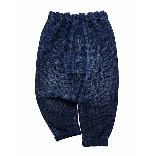 Indigo Dye Sashiko Carrot Tapered Pants