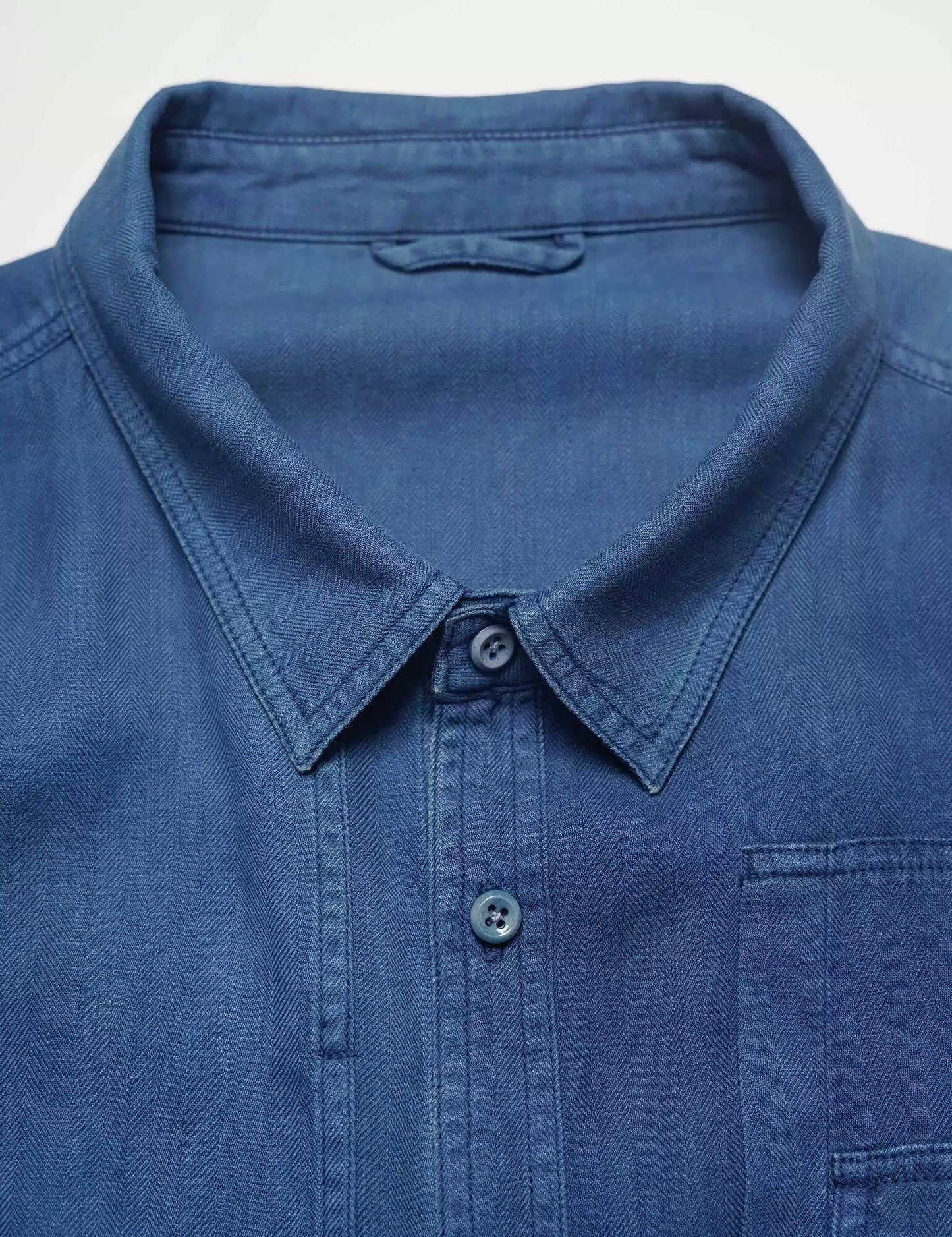 Indigo Dye Mulberry Silk Worker Shirt