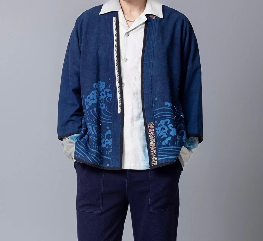 Indigo Dye Koi Kimono Jacket