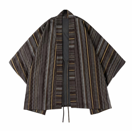 Mixed-Stripe Sashiko Hanten Jacket