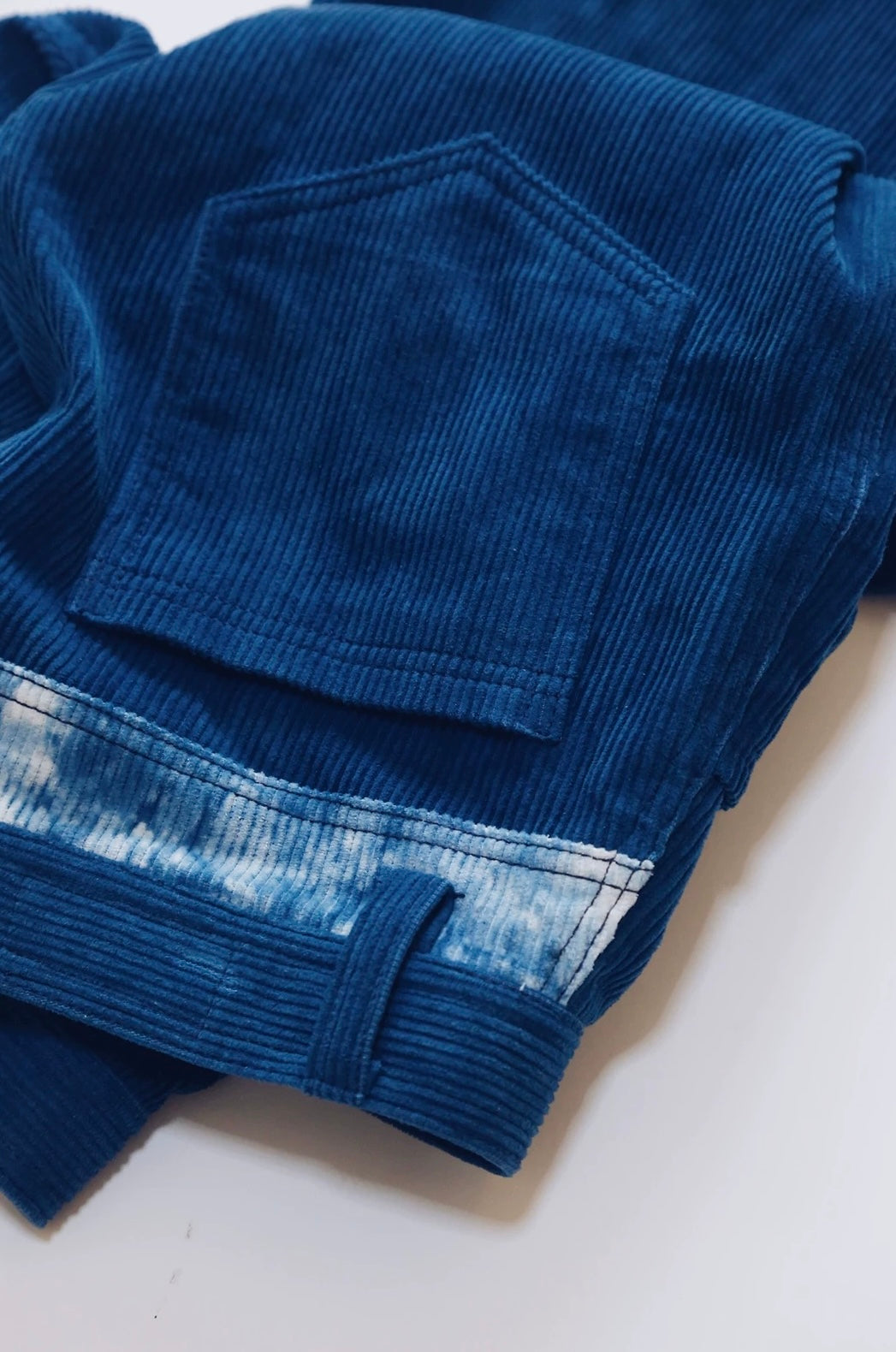 Indigo Dye Patchwork Corduroy Pants