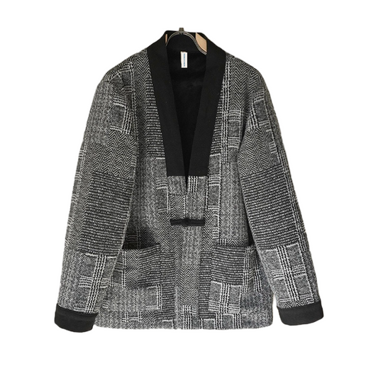 Checked Velvet Kimono Jacket