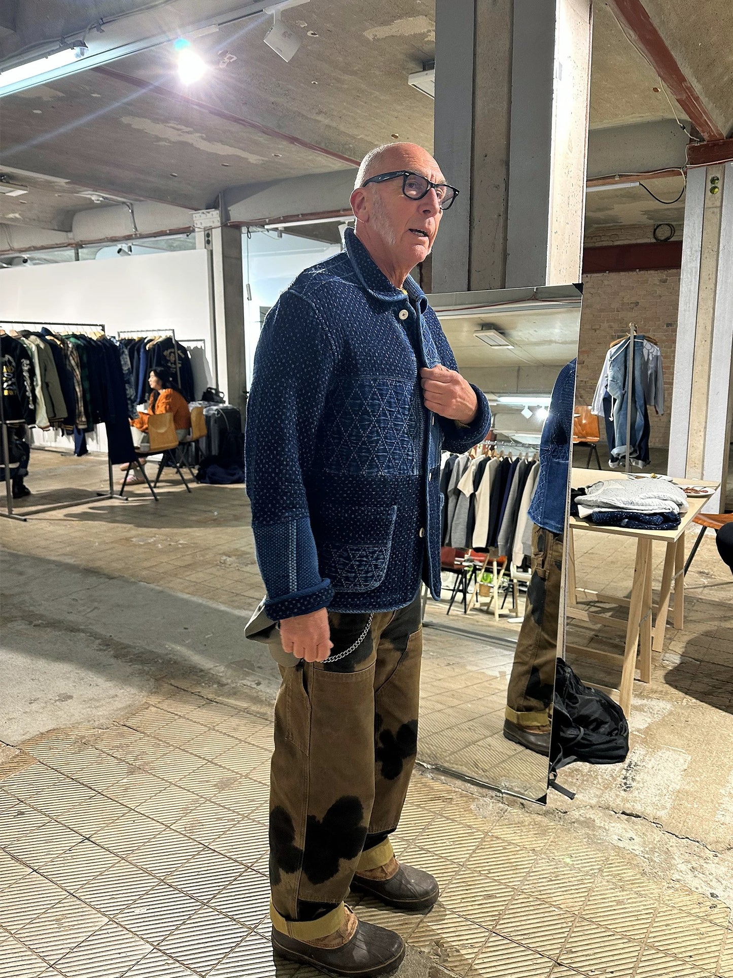 Indigo Dye Heavyweight Patchwork French Coat (5th Anniversary)