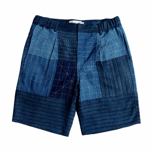 Indigo Dye Patchwork Sashiko Shorts