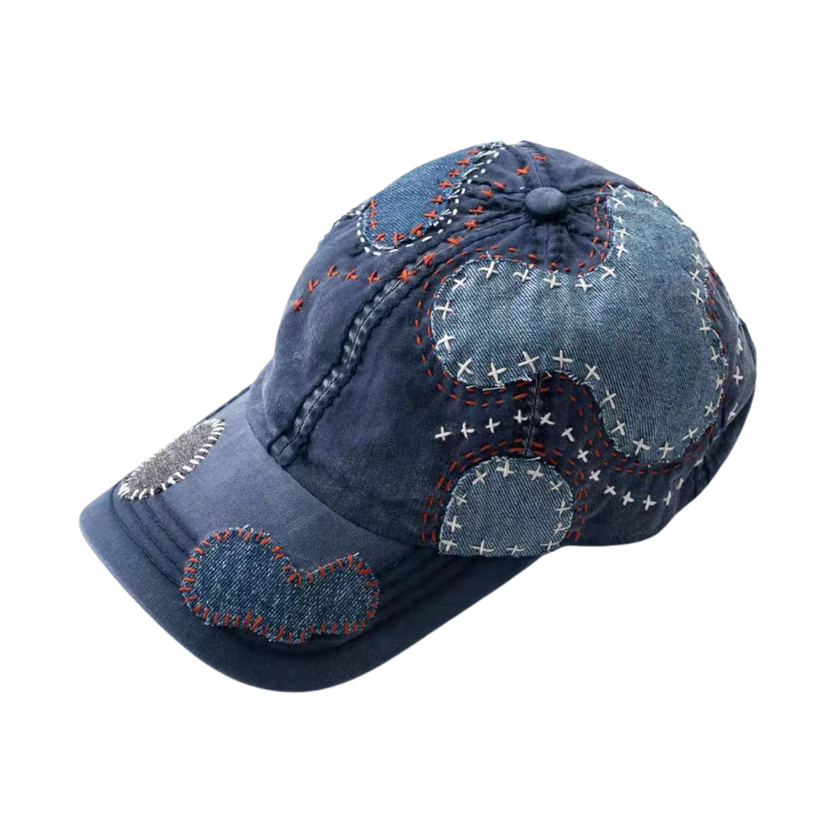 Indigo Dye Boro Patchwork Sashiko Cap