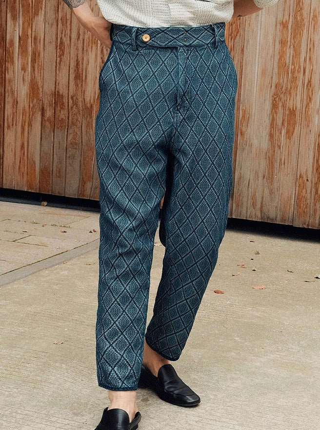 Indigo Dye Jacquard Pants