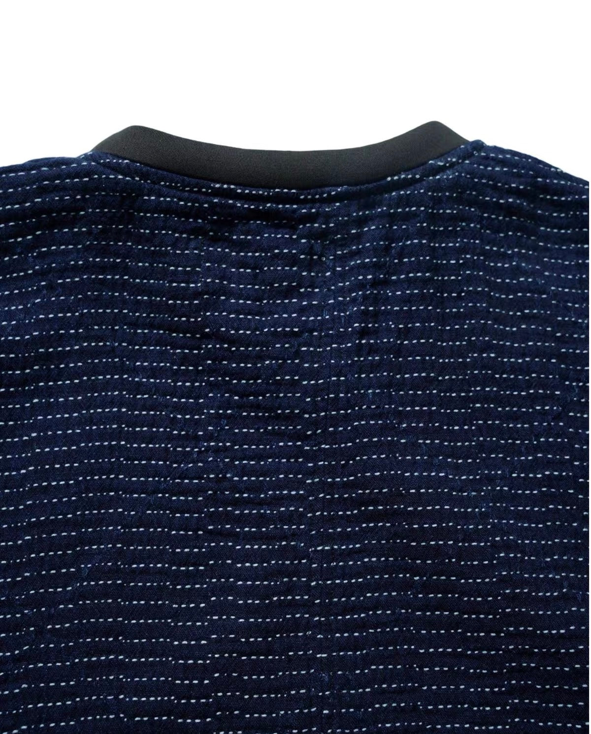 Indigo Dye Running Stitch Sashiko Crewneck