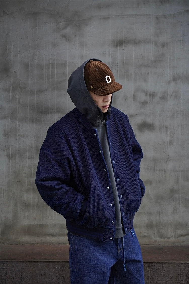 Indigo Dye Baseball Jacket