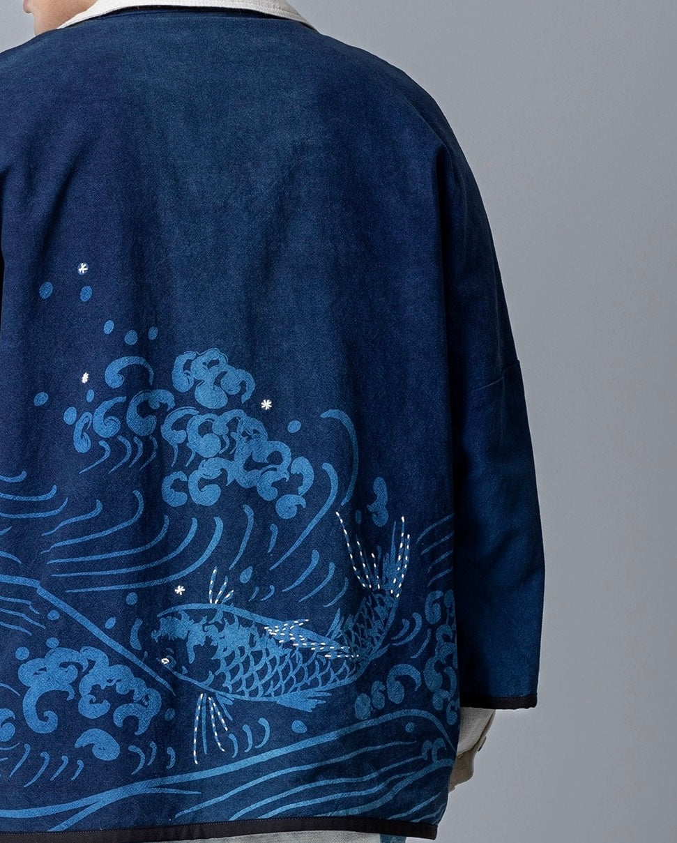 Indigo Dye Koi Kimono Jacket