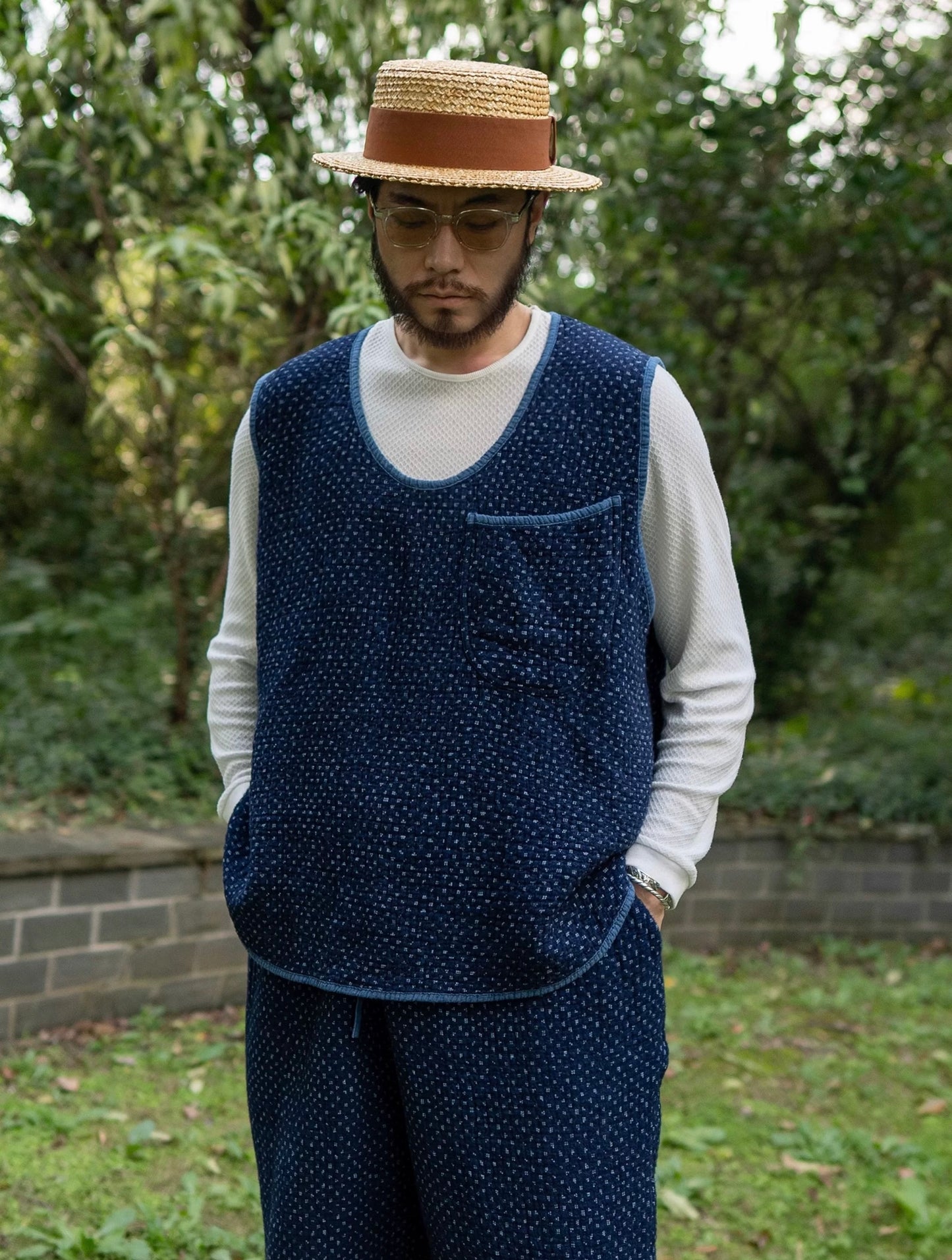 Indigo Dye Sashiko City Vest