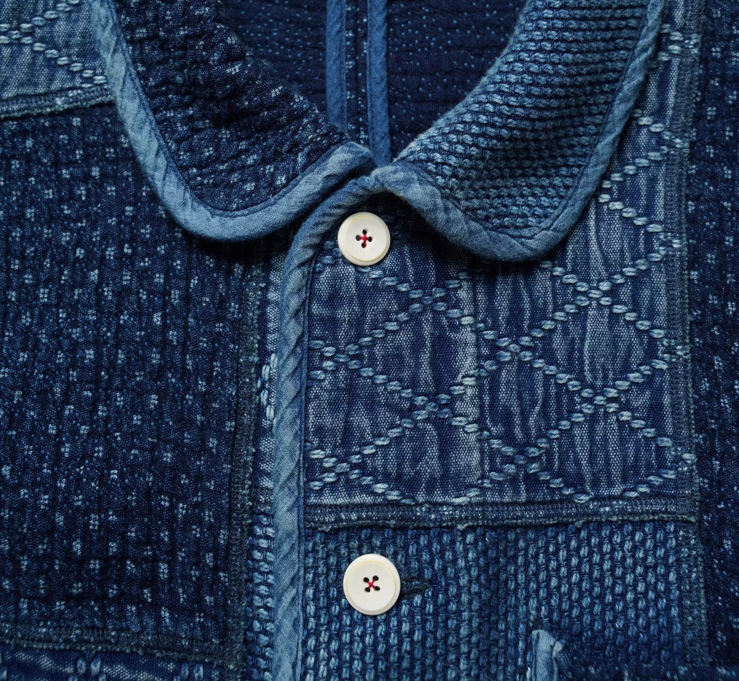Indigo Dye Heavyweight Patchwork French Coat (5th Anniversary)
