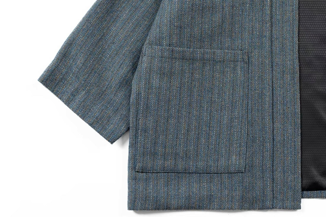 Blue Striped Collar Noragi Jacket