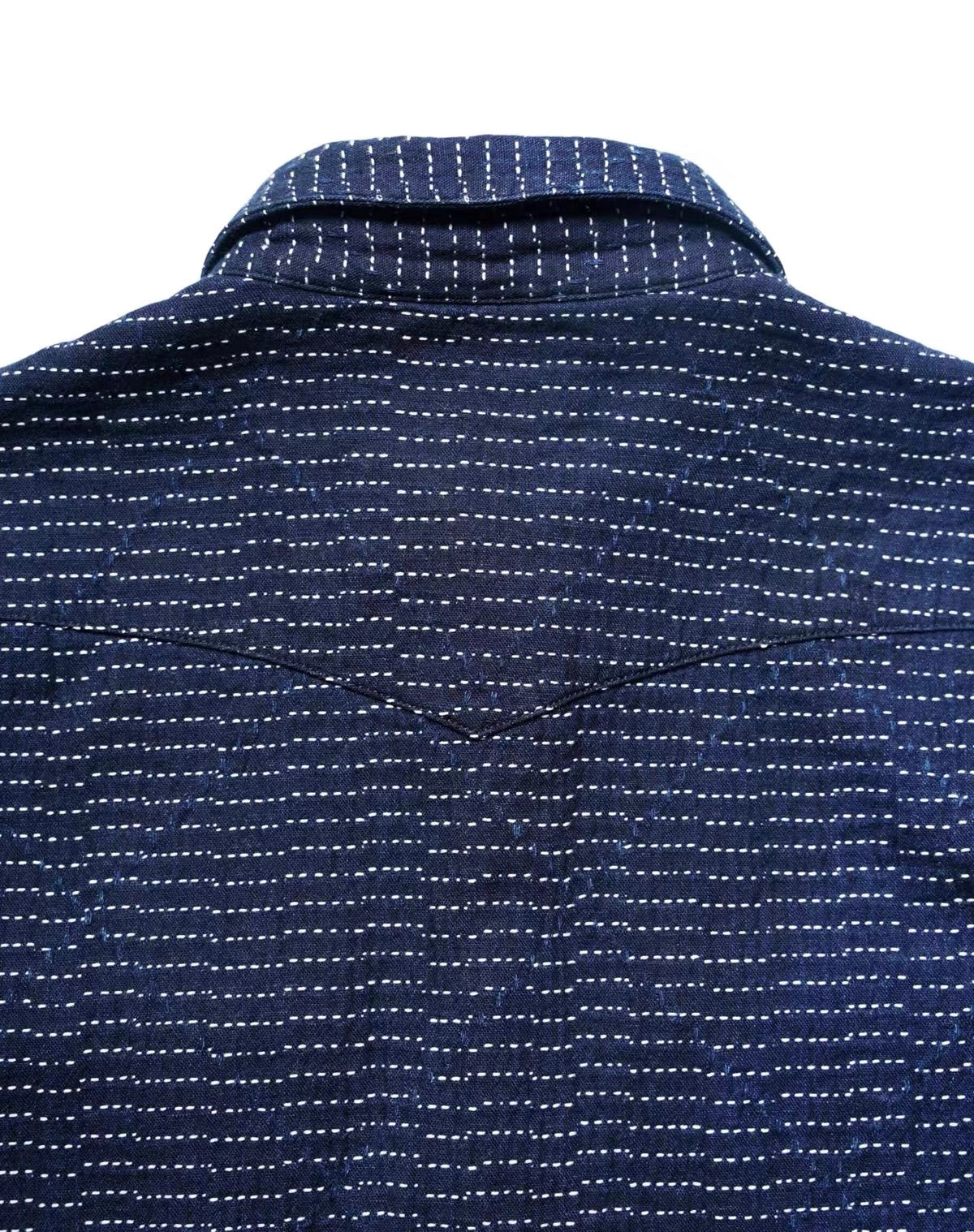 Indigo Dye Running Stitch Sashiko Western Shirt
