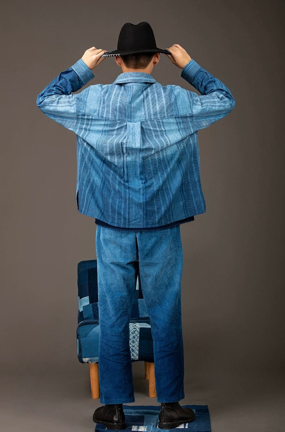 Indigo Dip Dye Faded Corduroy L/S Shirt