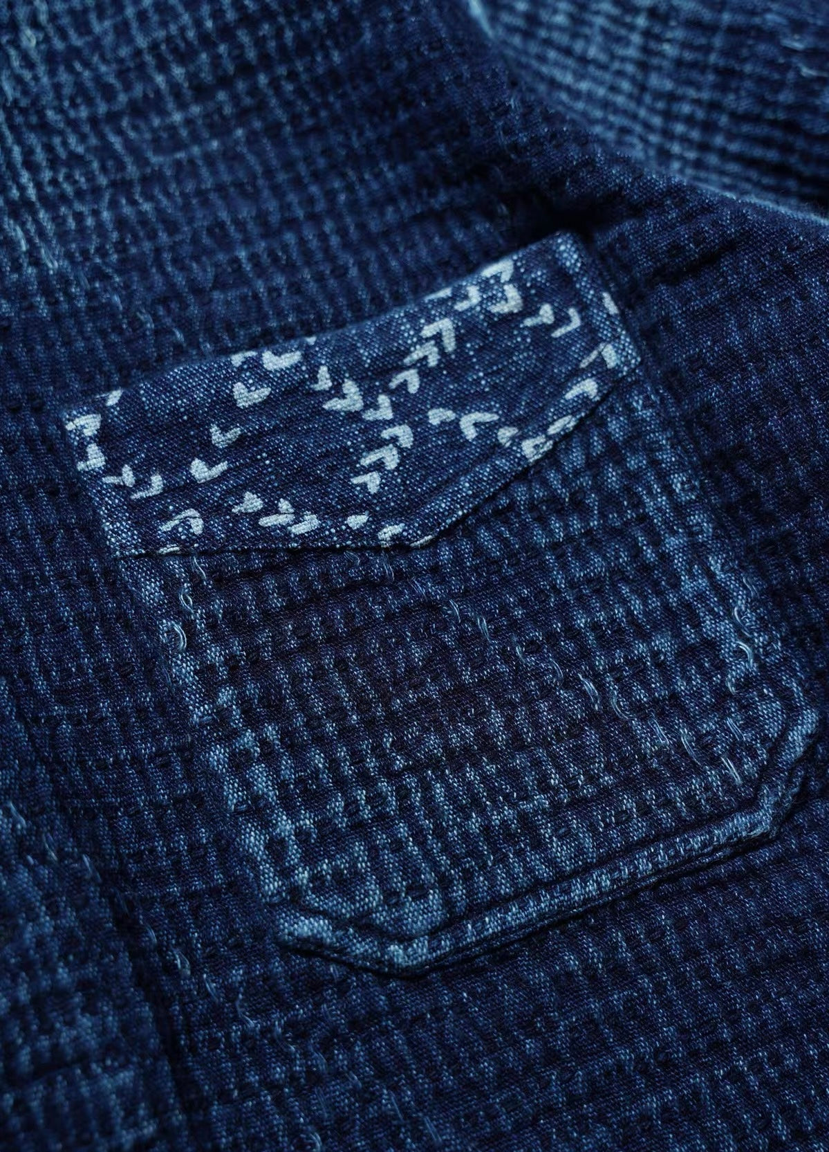 Indigo Dye Patchwork Sashiko French Work Jacket