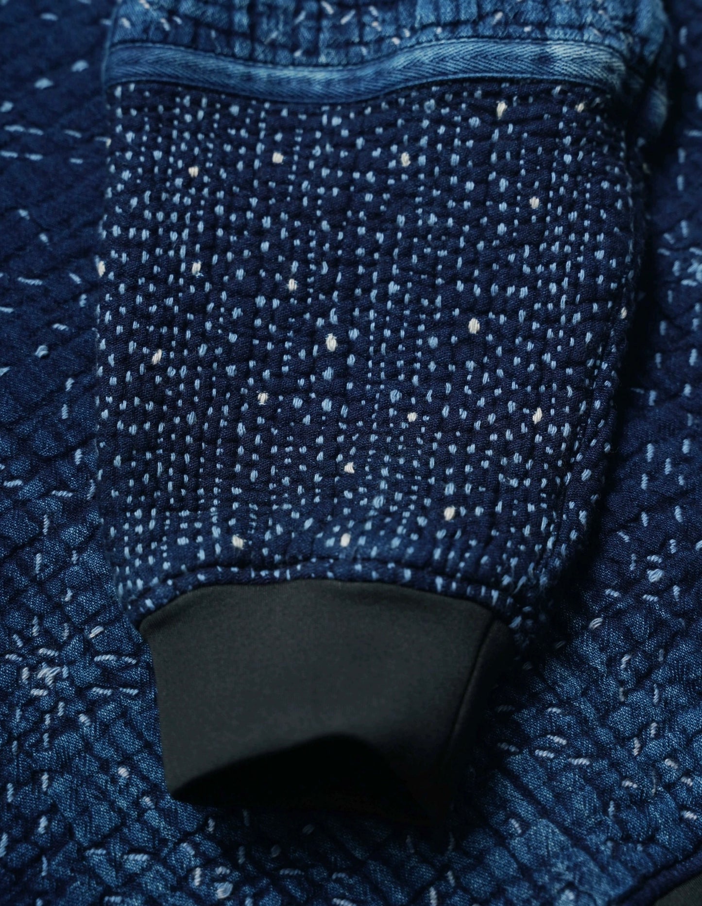 Dark Indigo Dye Sashiko Starry Night Sweatshirt