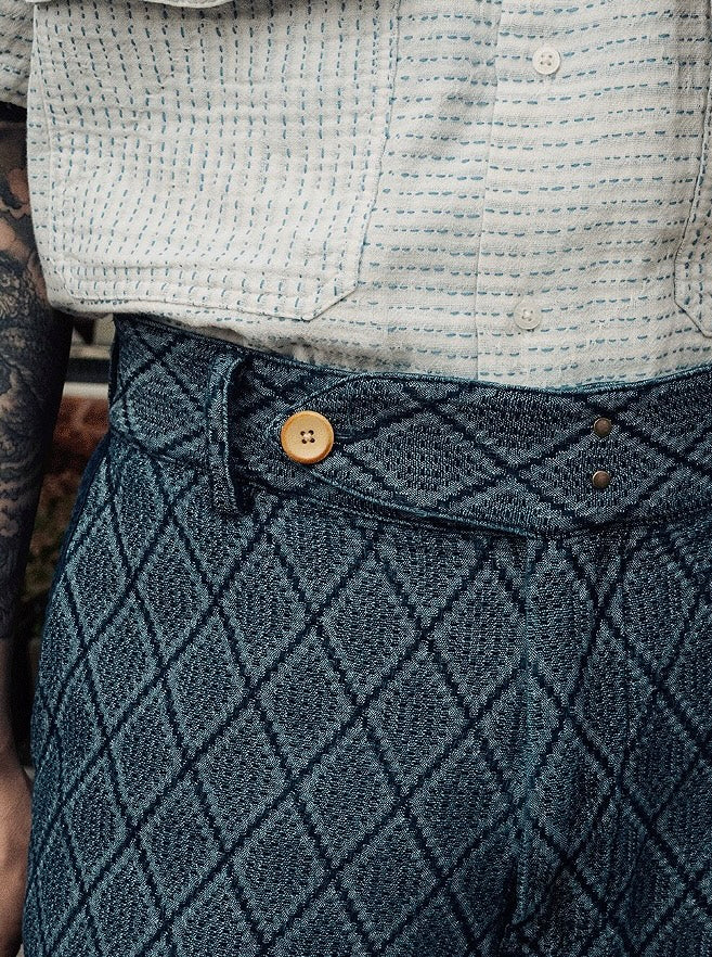 Indigo Dye Jacquard Pants