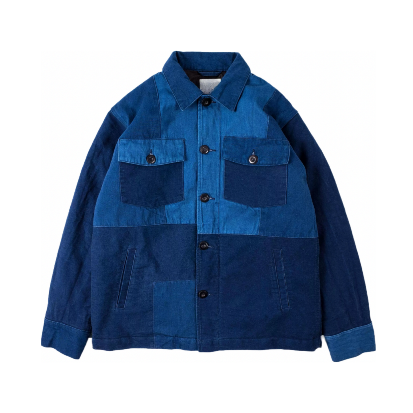 Indigo Dye Boro Patchwork Padded Jacket