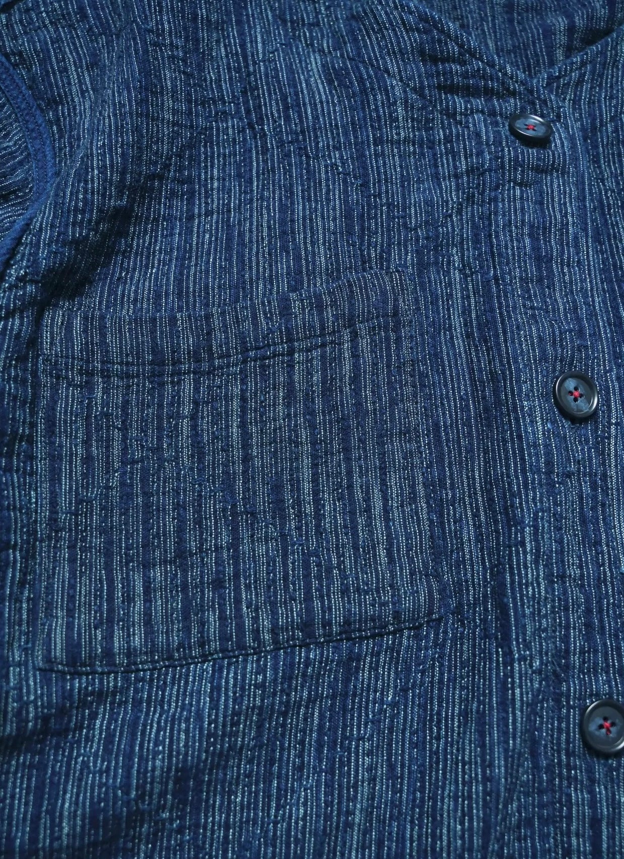 Indigo Dye Sashiko Reversible Baseball Shirt