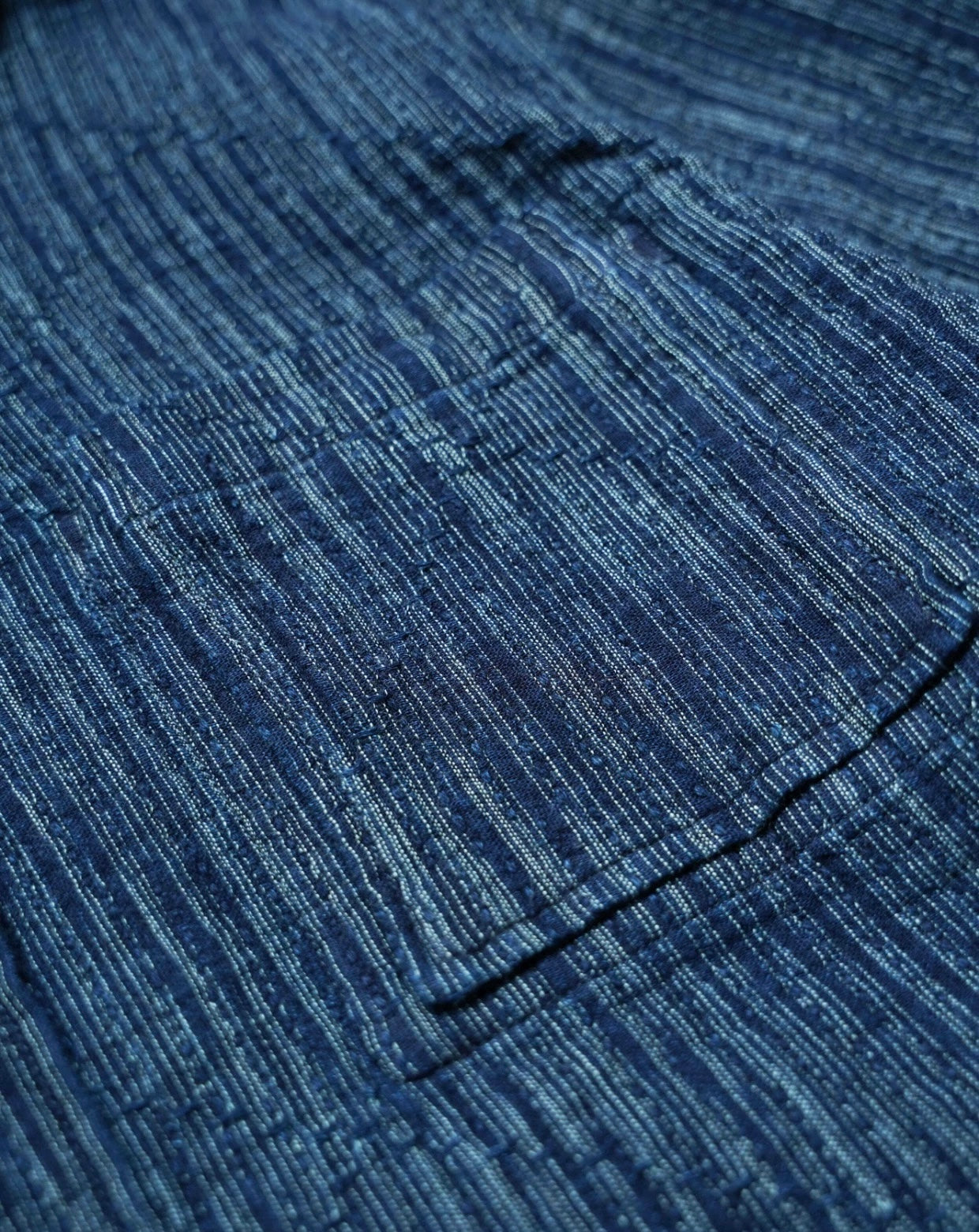 Indigo Dye Sashiko Reversible Baseball Shirt