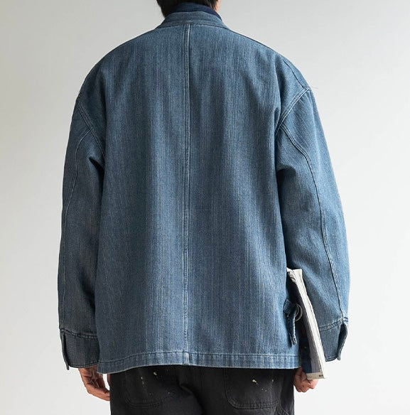 Blue Denim Strap Haori Jacket