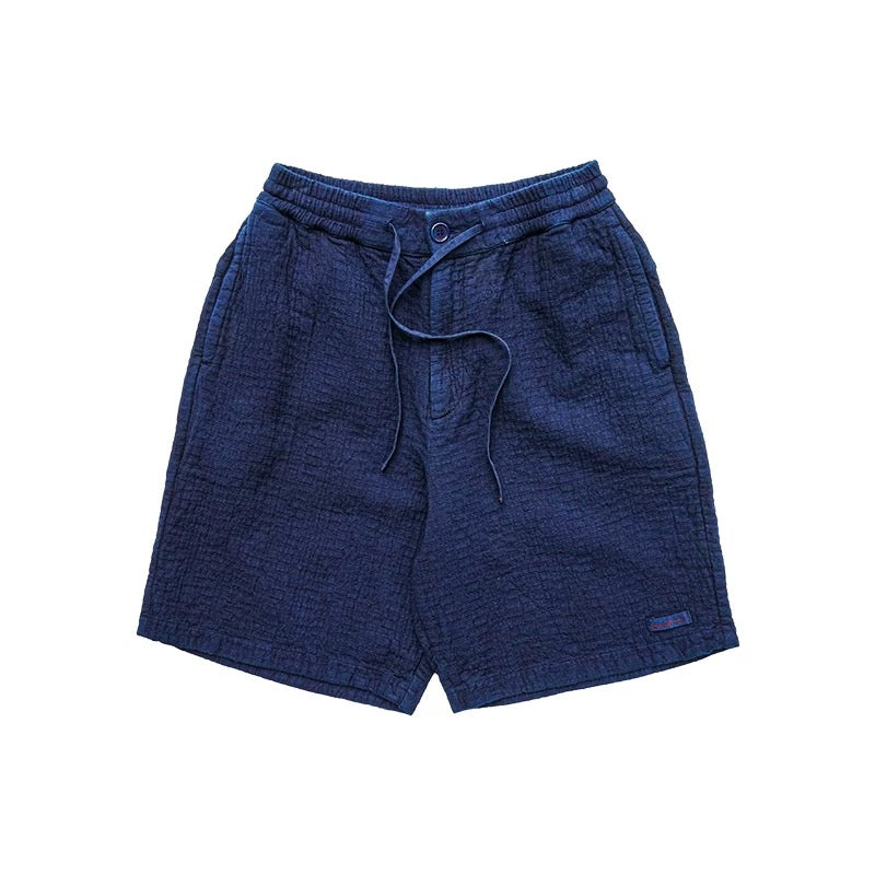 Indigo Dye Kendo Elastic Waist Shorts