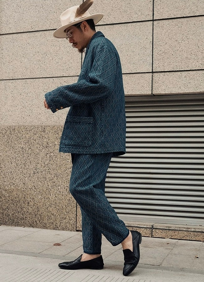 Indigo Dye Jacquard Pants