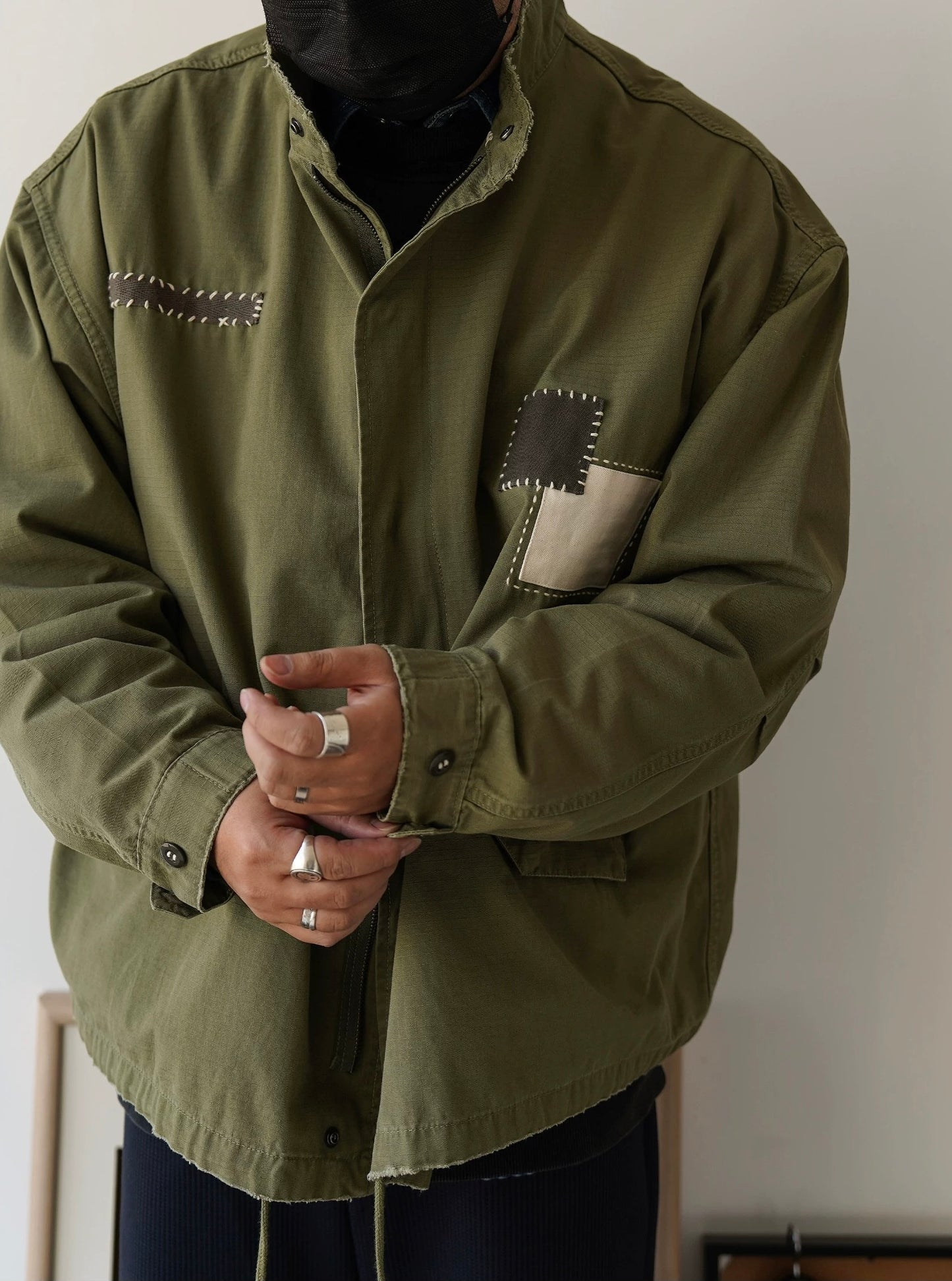 Military Green Sashiko Patchwork M51 Flight Jacket