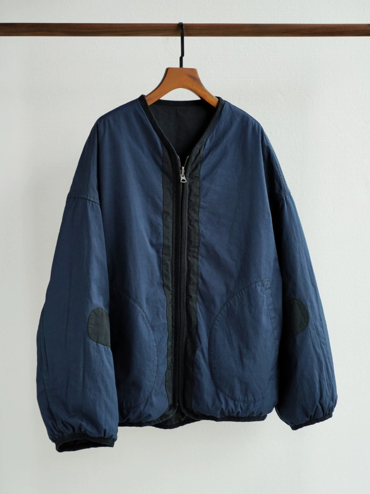 Mud Dye Reversible Collarless Iris Coat