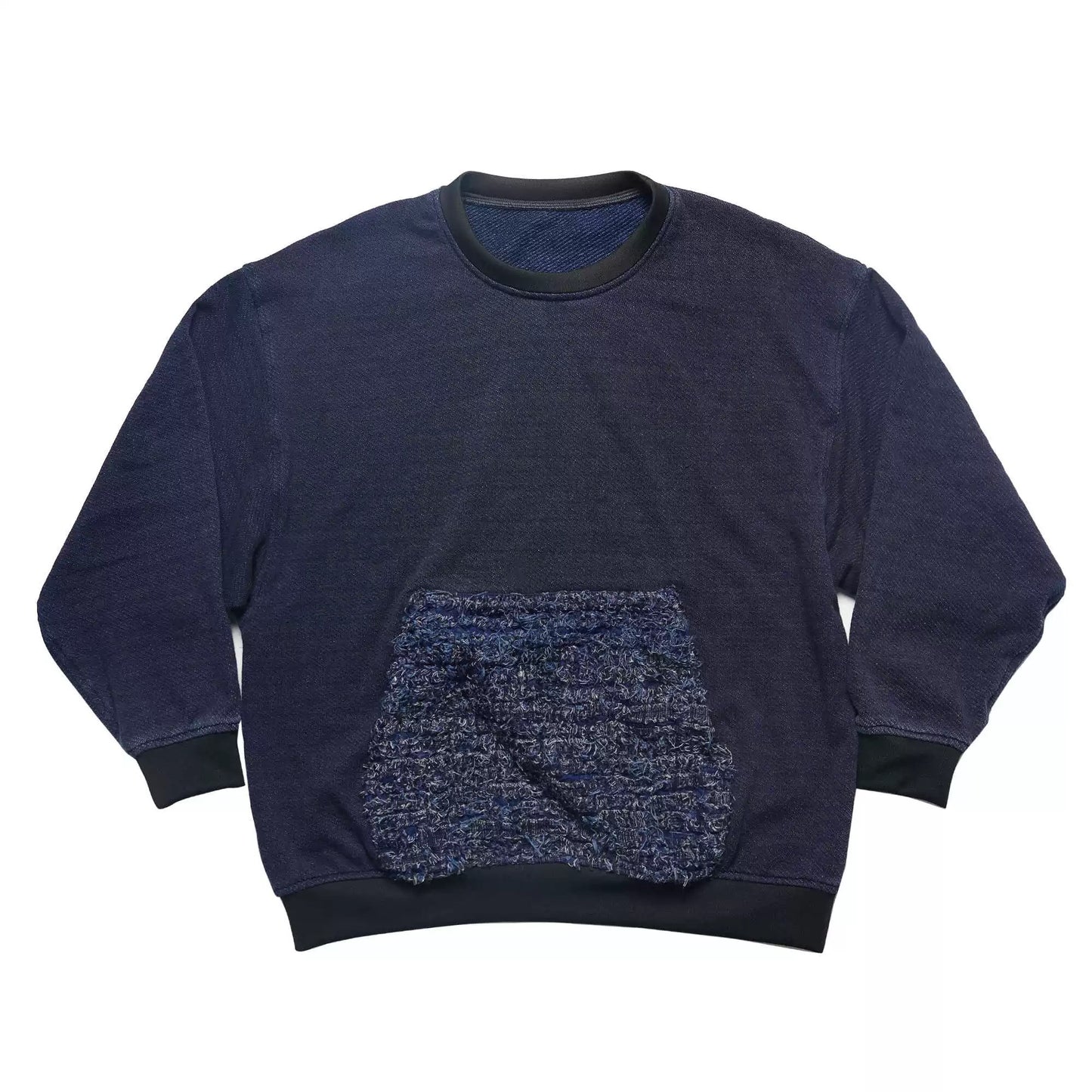 Indigo Dye Retro Washed Batwing Sweatshirt