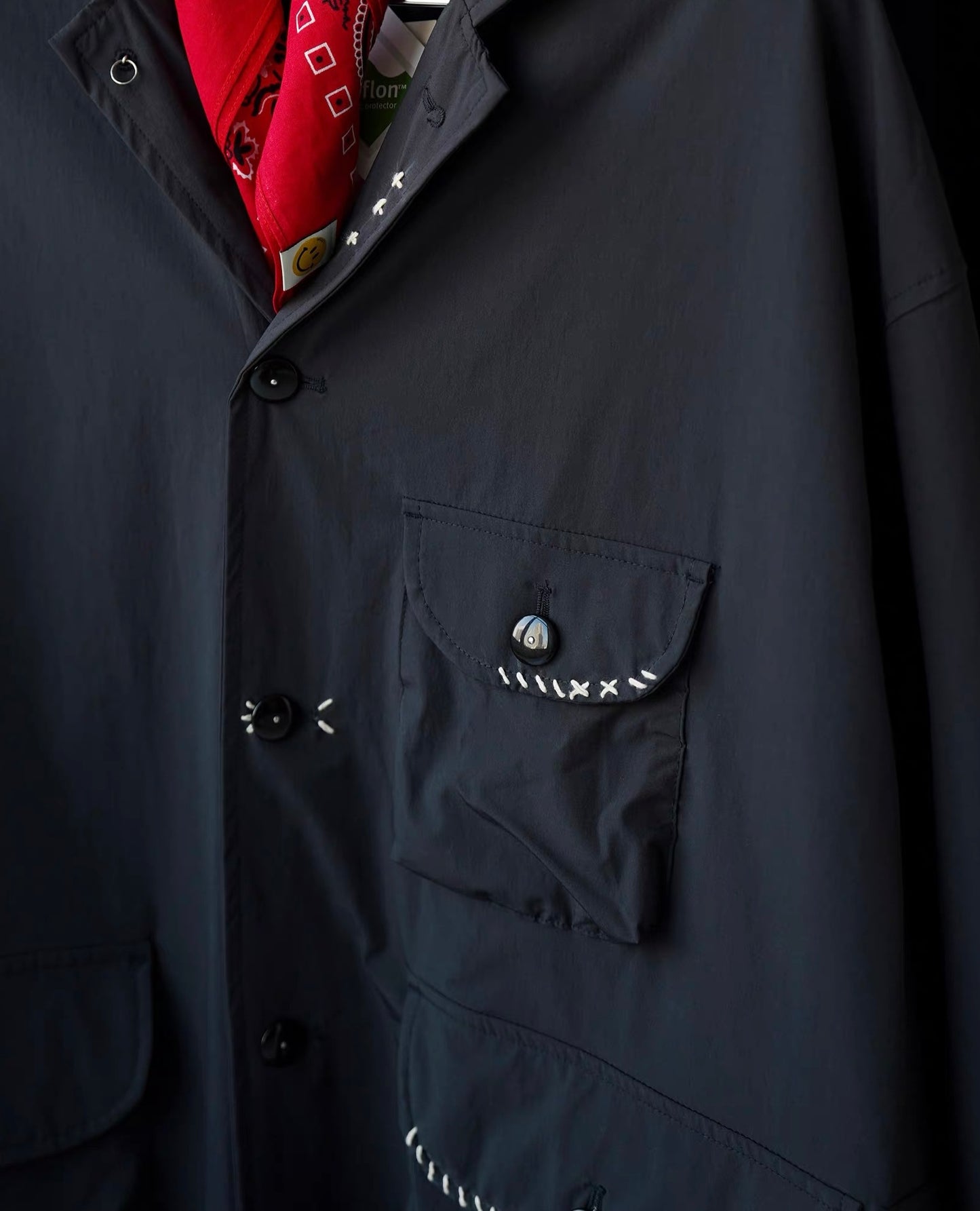 Black Water-Repellent Sashiko Blazer