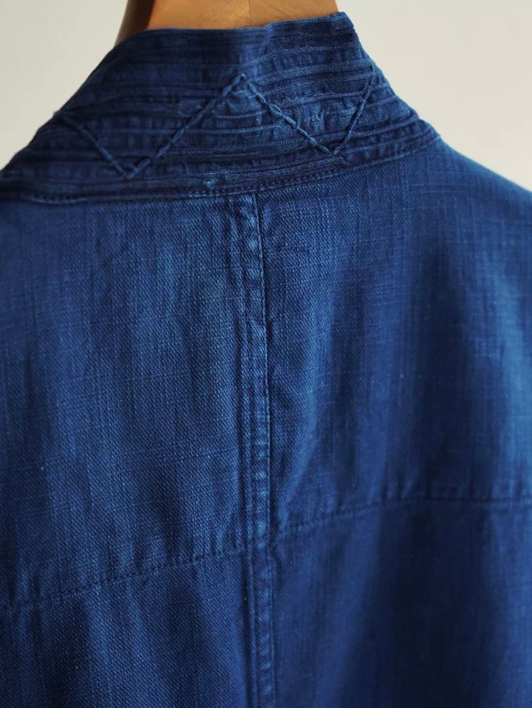 Indigo Dye 3/4 Sleeve Kimono Jacket
