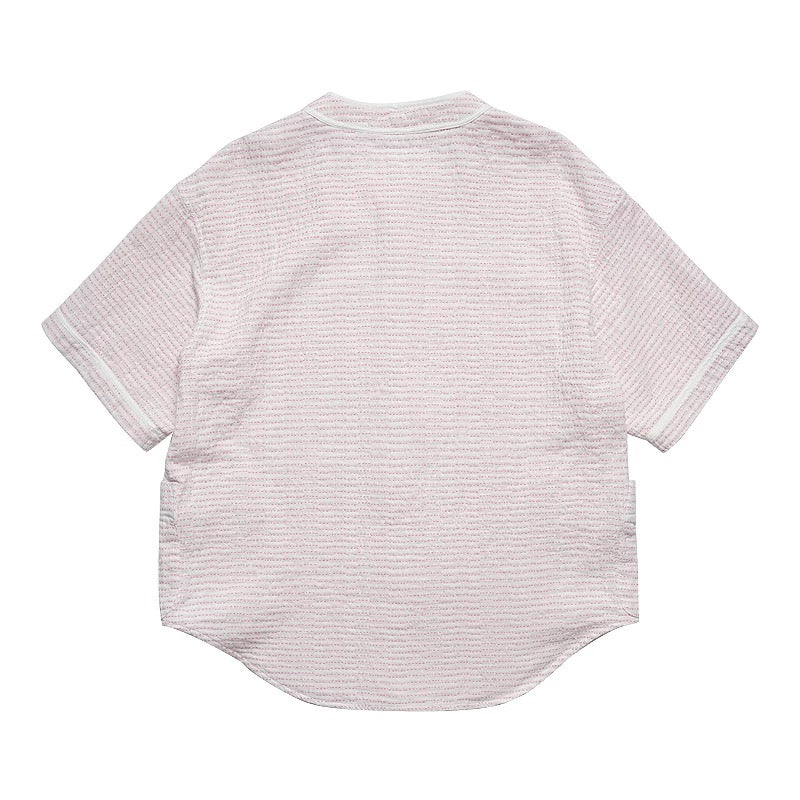 Pink Sashiko Baseball Shirt