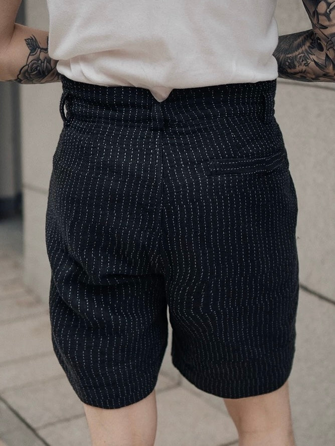 Black Sashiko French Shorts