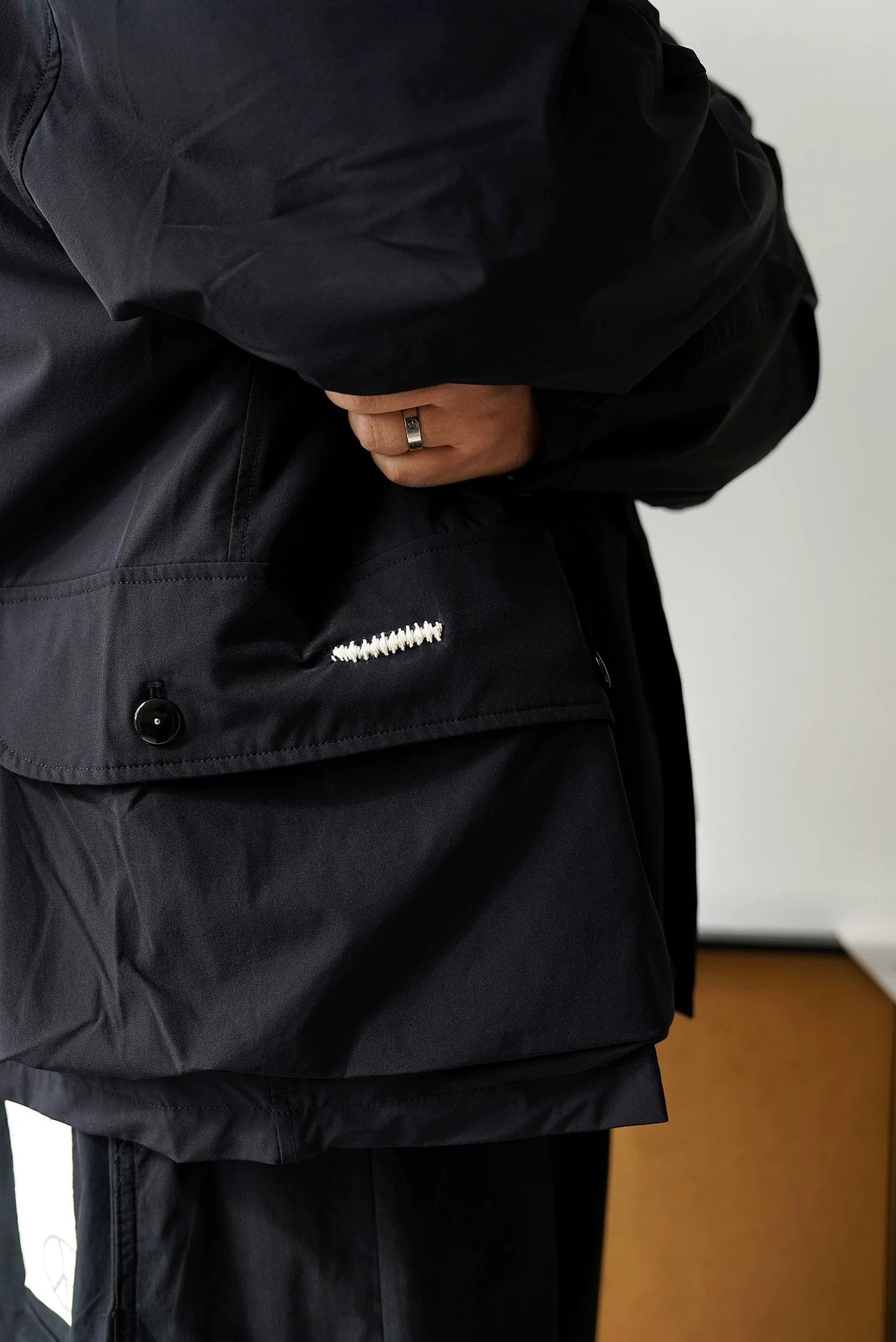 Black Water-Repellent Sashiko Blazer