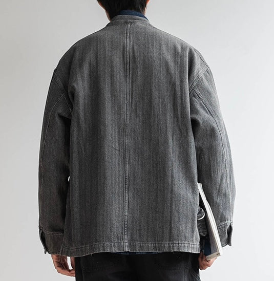 Black Denim Strap Haori Jacket