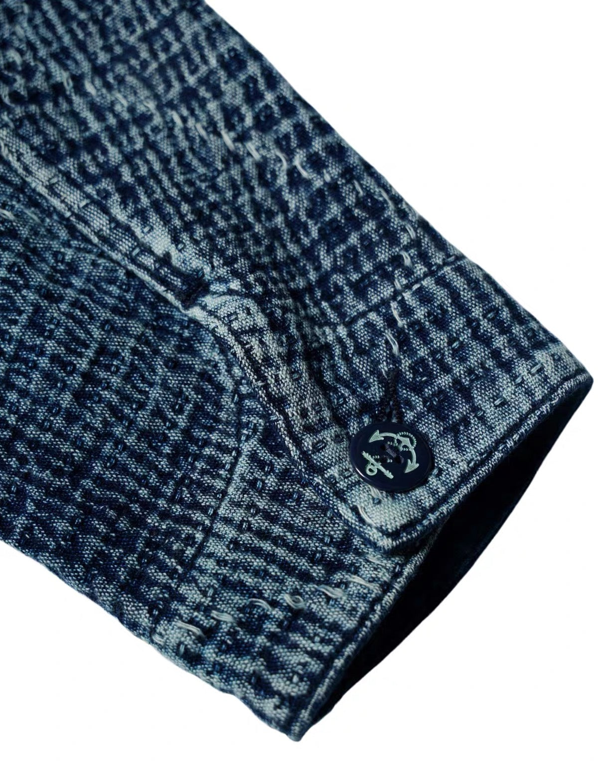 Indigo Dye Stonewashed Sashiko French Work Jacket