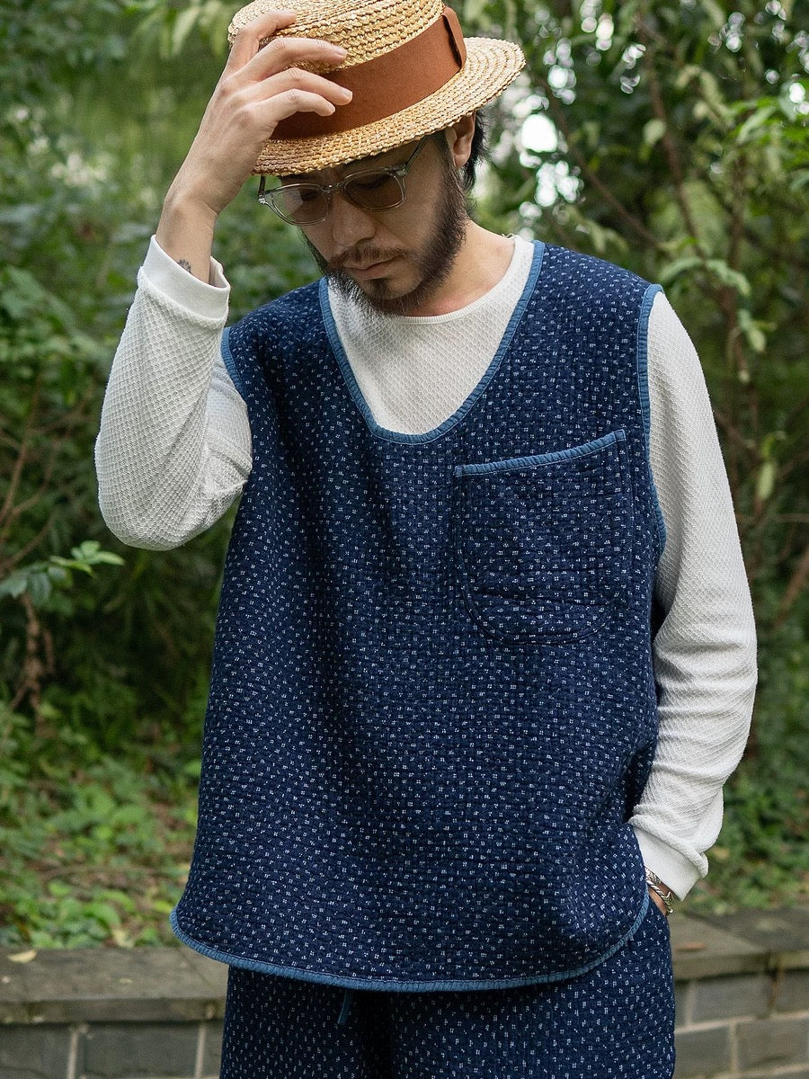 Indigo Dye Sashiko City Vest