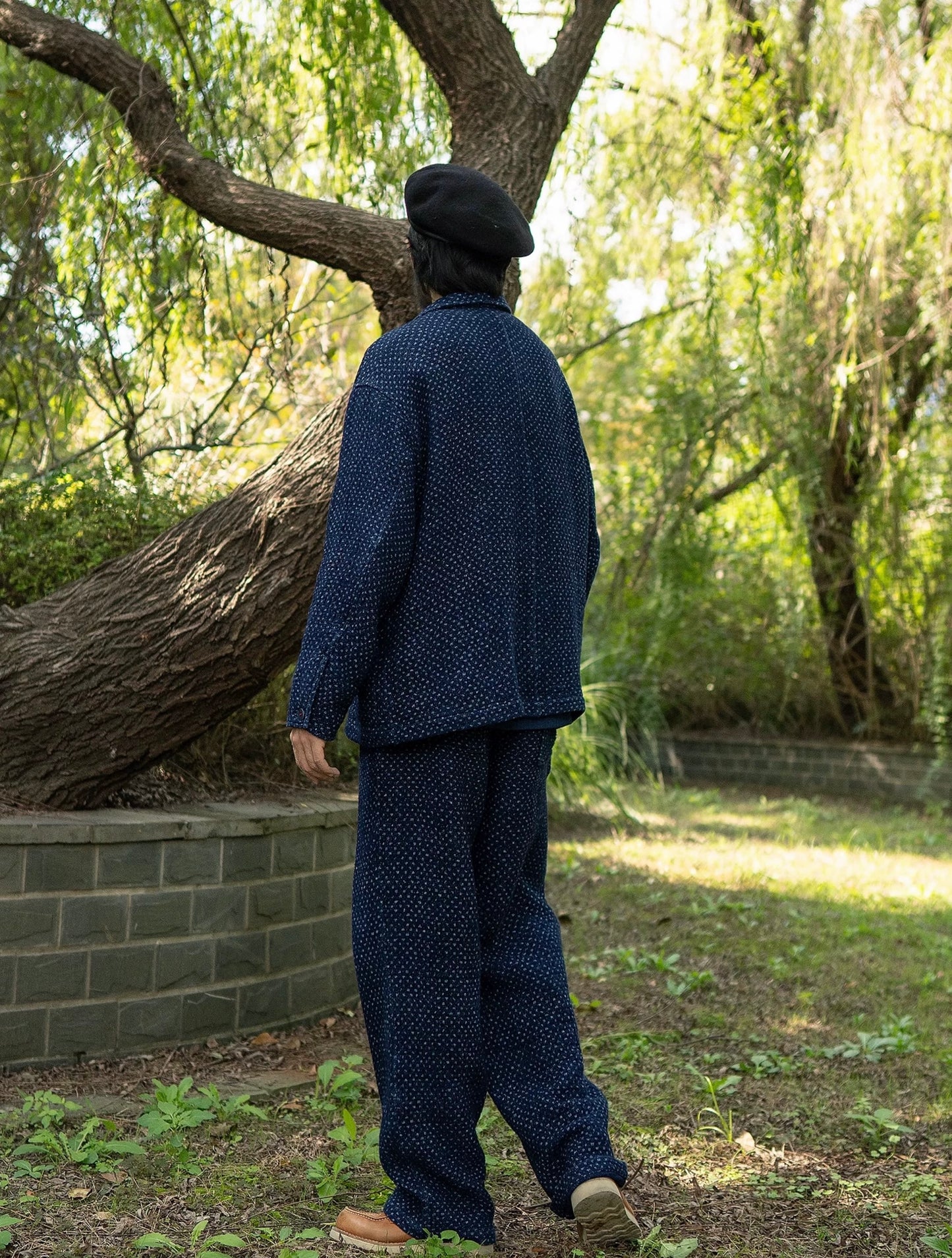 Indigo Dye Heavyweight Sashiko French Coat