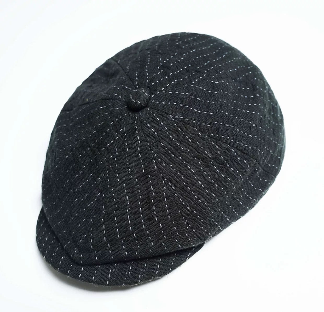 Black Sashiko Newsboy Cap