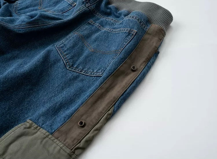 Military Green Patchwork Worker Pants