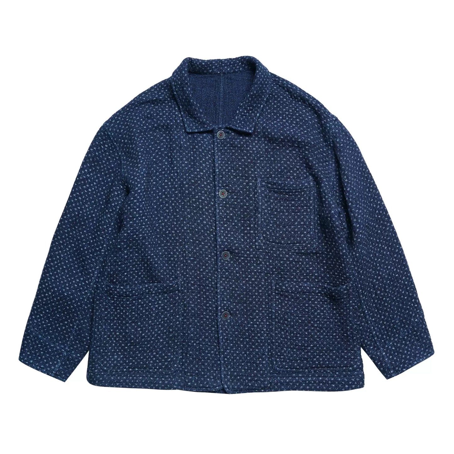 Indigo Dye Heavyweight Sashiko French Coat