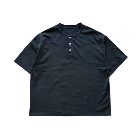 Botanical-Dyed Ink Blue Henley Tee